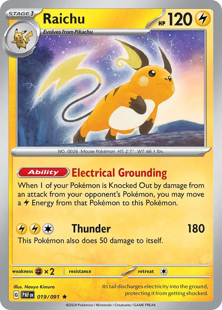 Raichu (019/091) (Theme Deck Exclusive) [Scarlet & Violet: Paldean Fates] 1