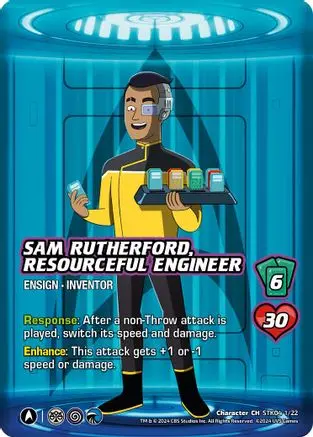 Sam Rutherford, Resourceful Engineer - Stk04 1/22 - C - Holofoil 1