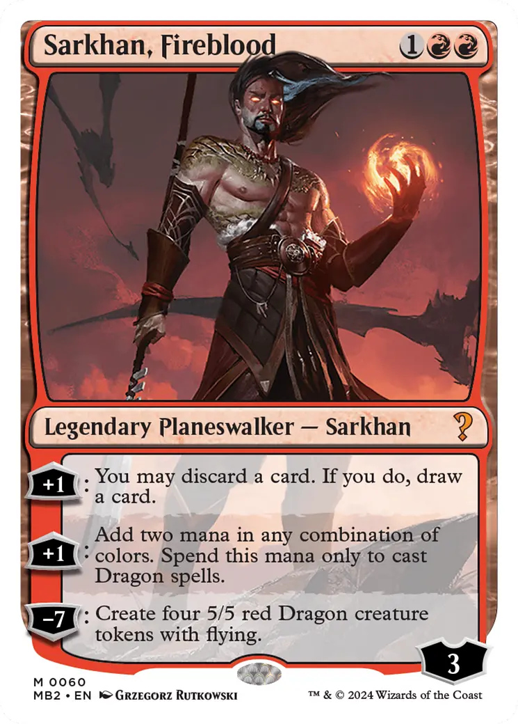 Sarkhan, Fireblood (White Border) [Mystery Booster 2] 1