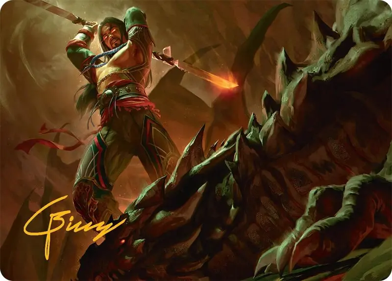 Sarkhan's Resolve Art Card (18/54) (Gold-Stamped Signature) [Tarkir: Dragonstorm Art Series] 1