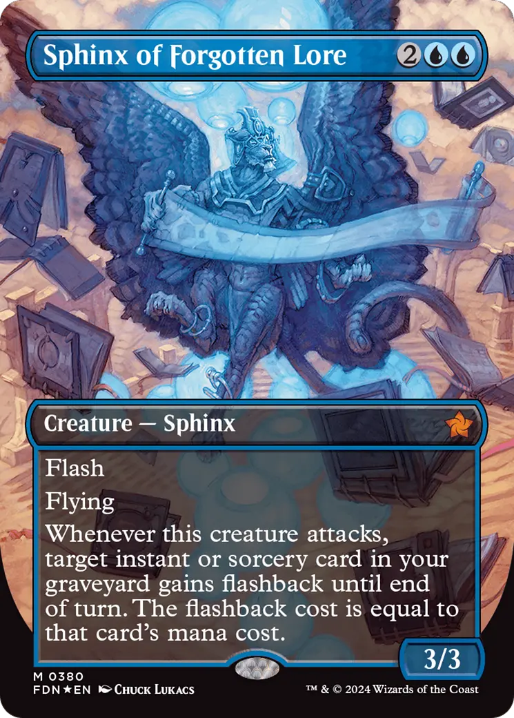 Sphinx Of Forgotten Lore (Borderless) (Mana Foil) [Foundations] 1