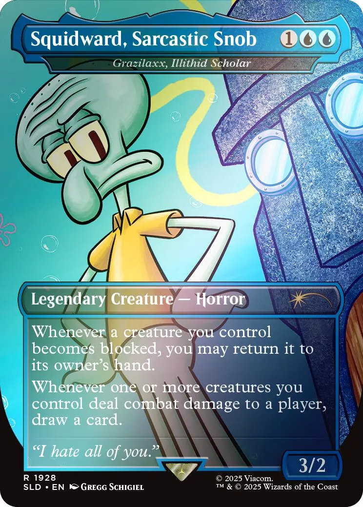Squidward, Sarcastic Snob - Grazilaxx, Illithid Scholar (Rainbow Foil) [Secret Lair Drop Series] 1