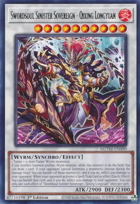 Swordsoul Sinister Sovereign - Qixing Longyuan [Mztm-En090] Rare 1