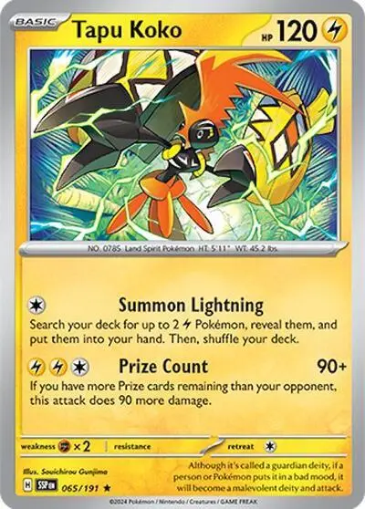 Tapu Koko (065/191) (Deck Exclusives) [Scarlet & Violet: Surging Sparks] 1