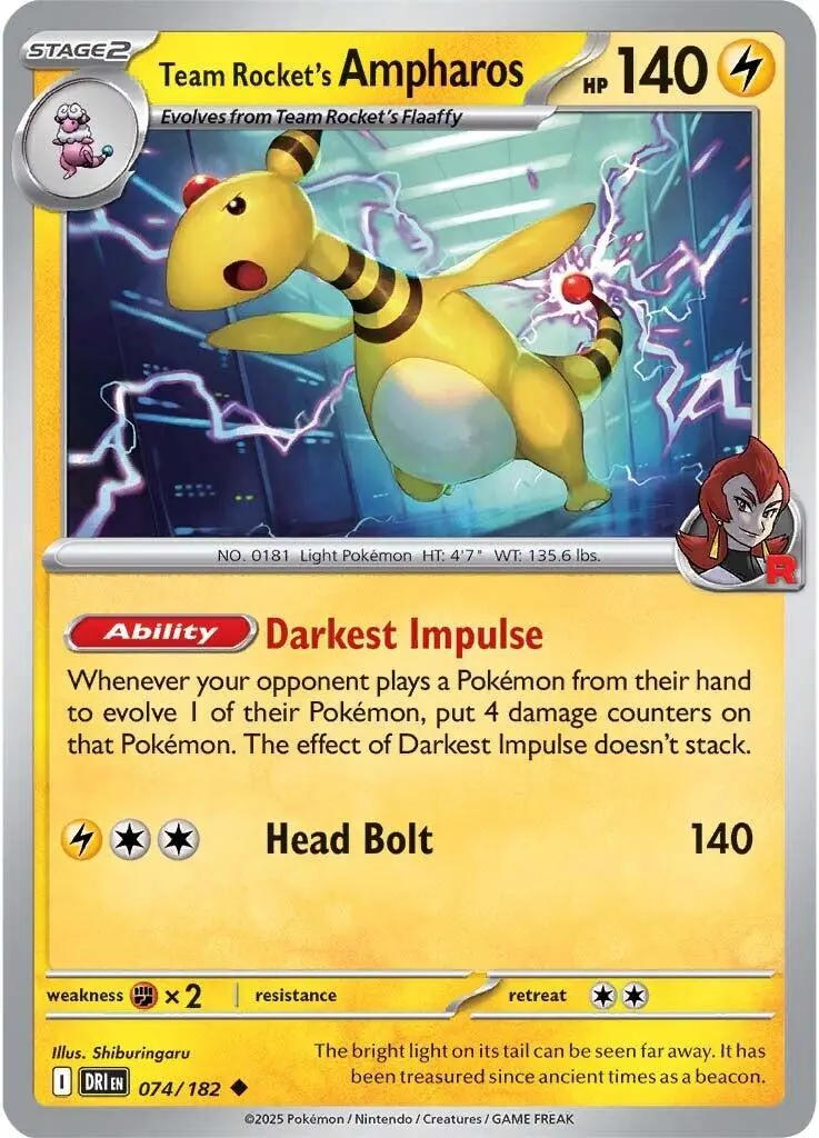 Team Rocket's Ampharos (074/182) [Scarlet & Violet: Destined Rivals] 1