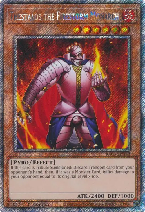 Thestalos The Firestorm Monarch (Platinum Secret Rare) [Ra03-En143] Platinum Secret Rare 1