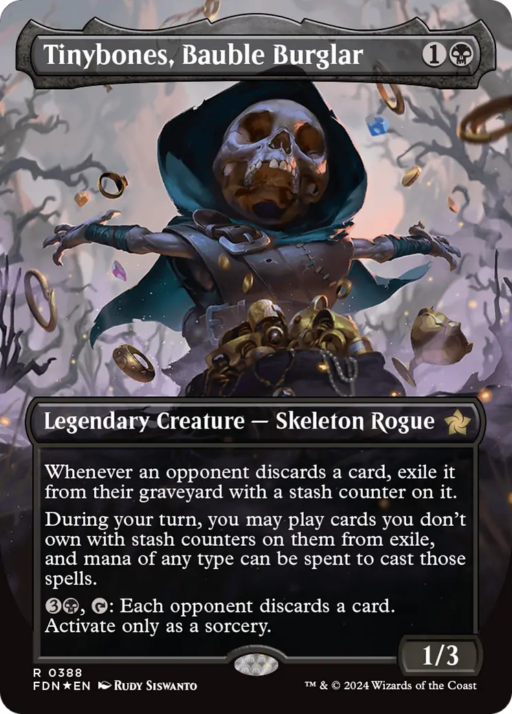 Tinybones, Bauble Burglar (Borderless) (Mana Foil) [Foundations] 1
