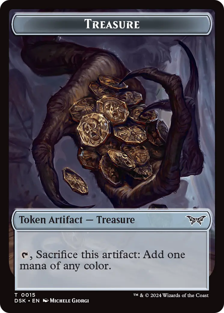 Treasure // Manifest Double-Sided Token [Duskmourn: House Of Horror Tokens] 1