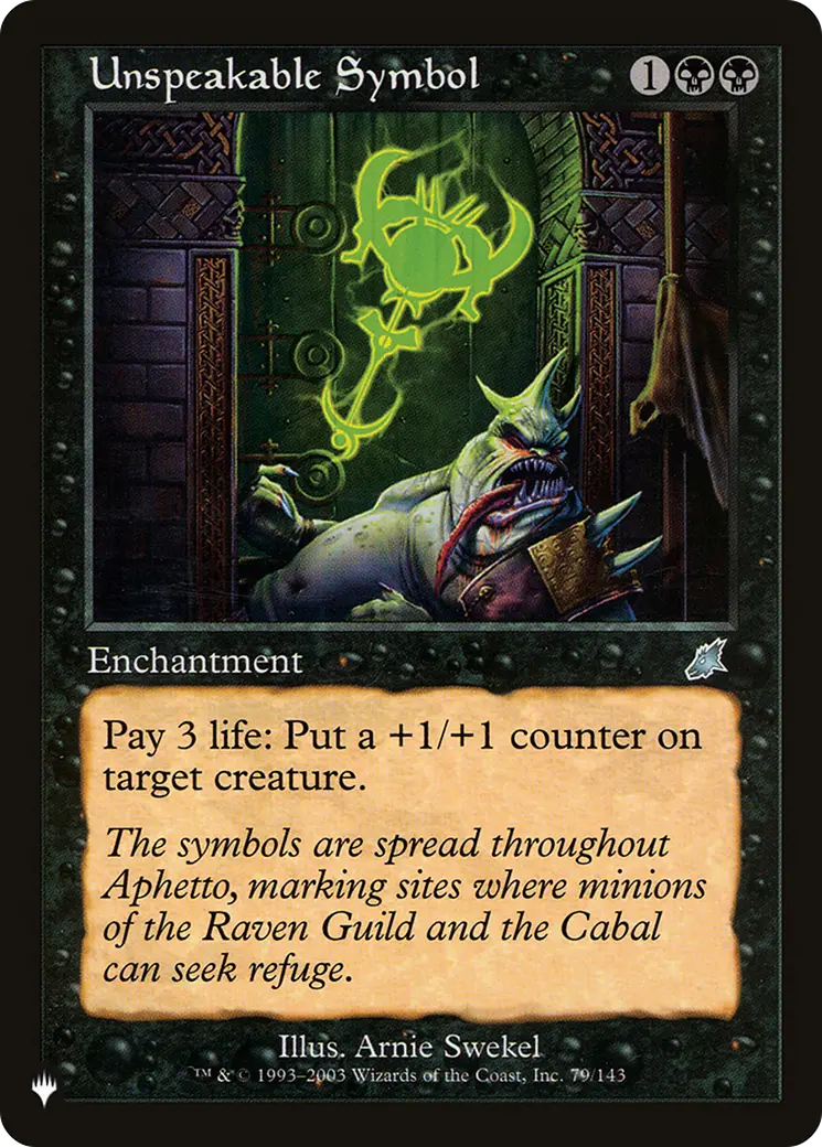 Unspeakable Symbol [The List] 1