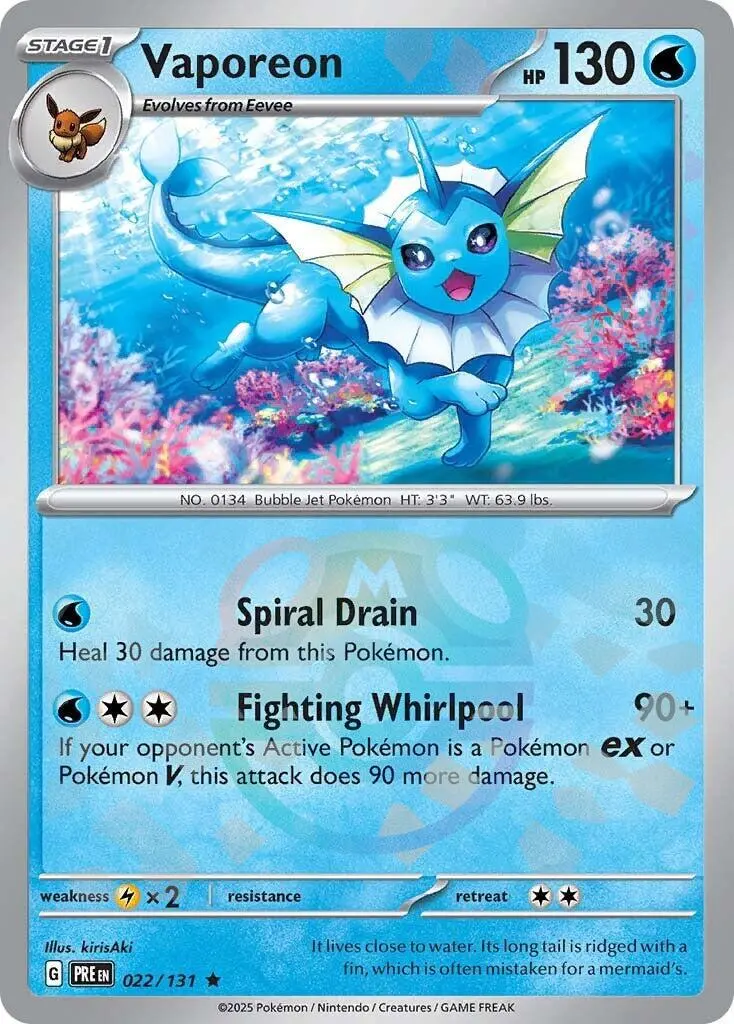 Vaporeon (022/131) (Master Ball Pattern) [Scarlet & Violet: Prismatic Evolutions] 1