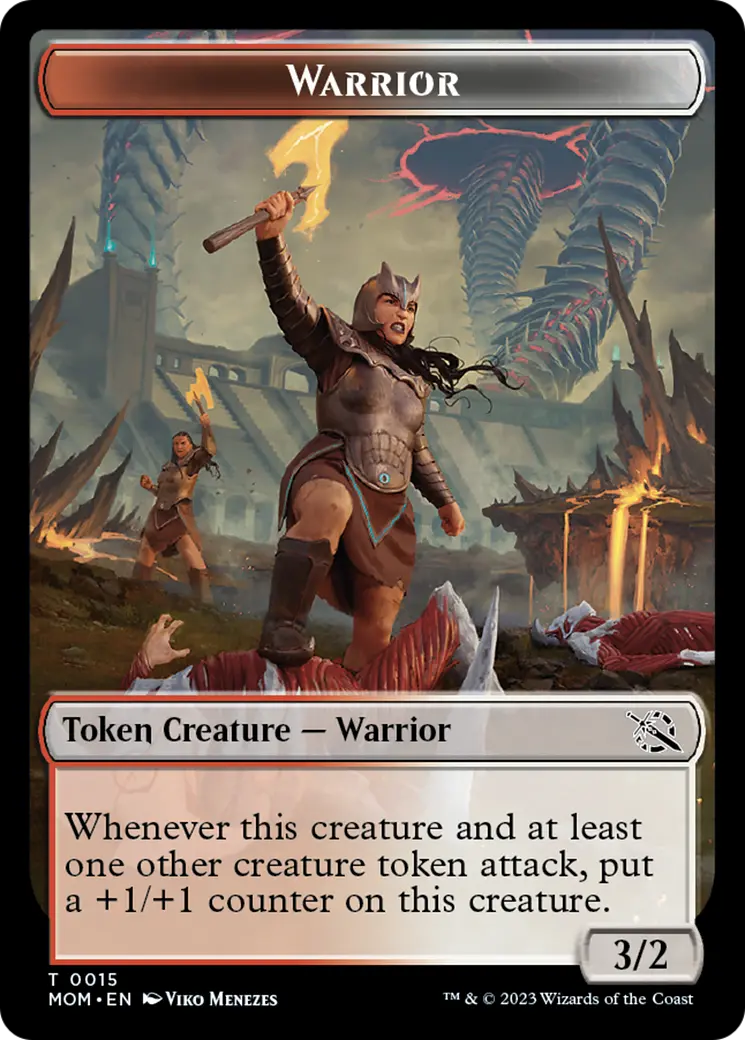 Warrior // Dinosaur Double-Sided Token [March Of The Machine Tokens] 1