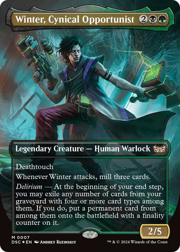 Winter, Cynical Opportunist (Borderless) [Duskmourn: House Of Horror Commander] 1