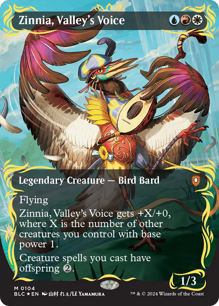 Zinnia, Valley's Voice (Borderless) (Raised Foil) [Bloomburrow Commander] 1
