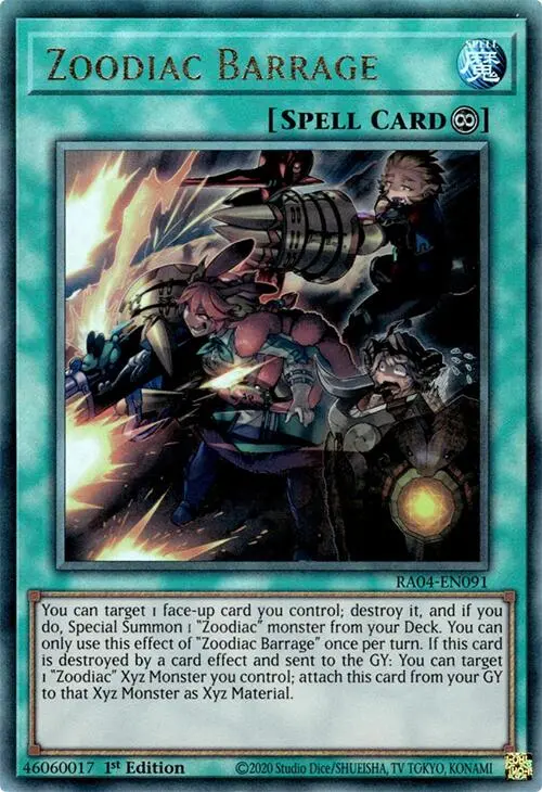 Zoodiac Barrage [Ra04-En091] Prismatic Ultimate Rare 1