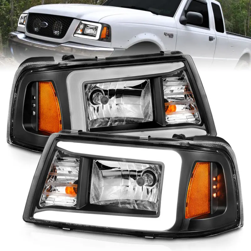 Anzo Crystal Led Headlights With Integrated Light Bar For 2001–2011 Ford Ranger – Black Housing 1