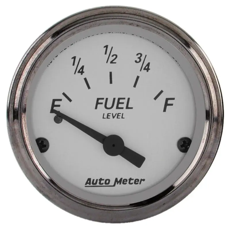 Autometer Electric Fuel Level Gauge – 2-1/16" Dial, 0–30 Ohm Input, American Platinum Style 1