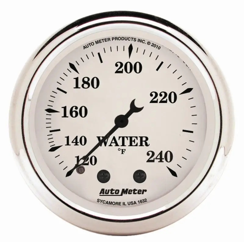 Autometer Mechanical Water Temperature Gauge – 2-1/16" Dial, 120–240°F Range, Vintage White Face 1
