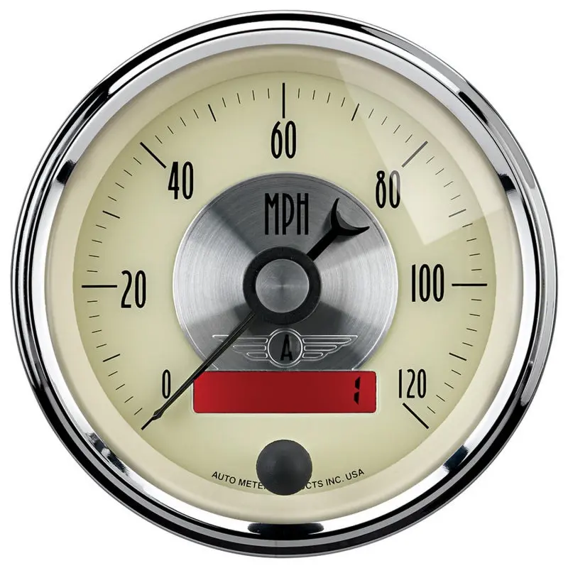 Autometer Prestige Series 3-3/8In Electric Speedometer – 120 Mph Range, Lcd Odometer, Antique Ivory Dial 1