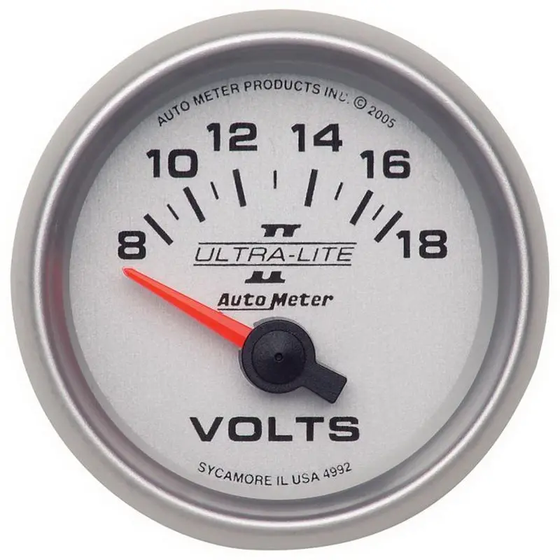 Autometer Ultra-Lite Ii 52Mm Electronic Voltmeter – Short-Sweep Design, 8–18V Range 1