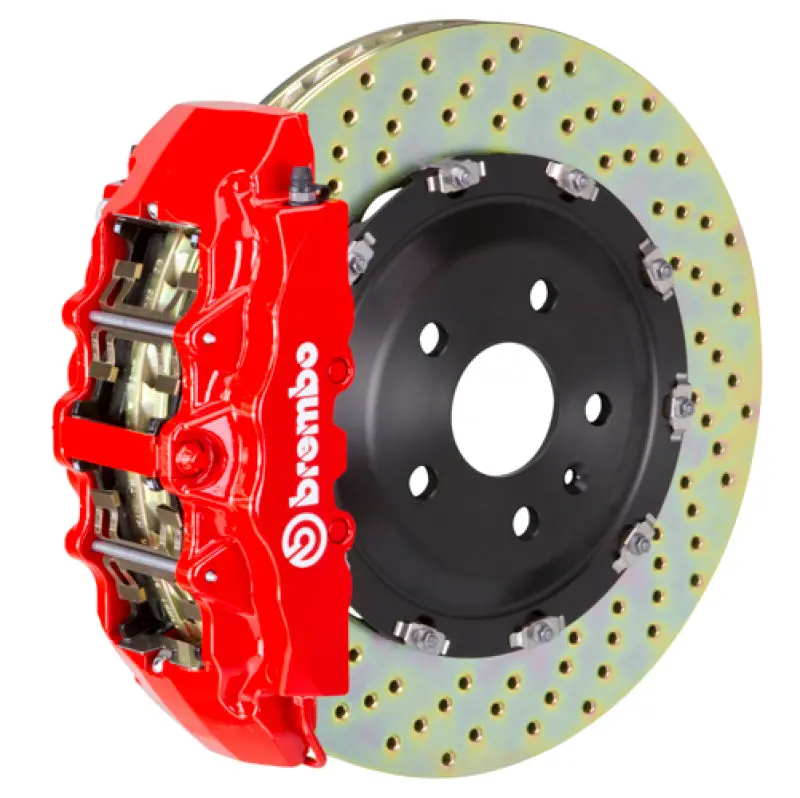 Brembo Gt Front Big Brake Kit For 2007–2014 Cadillac Escalade/Esv/Ext – 6-Piston Cast Calipers, 380X34Mm Drilled Two-Piece Rotors (Red Finish) 1