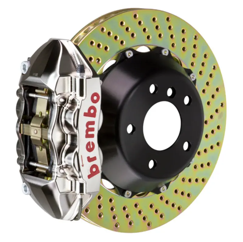 Brembo Gtr Rear Big Brake Kit For 2004–2010 Bmw 5-Series (Non-Xdrive/M5) – 4-Piston Billet Calipers, 345X28Mm Drilled Two-Piece Rotors (Nickel Finish) 1