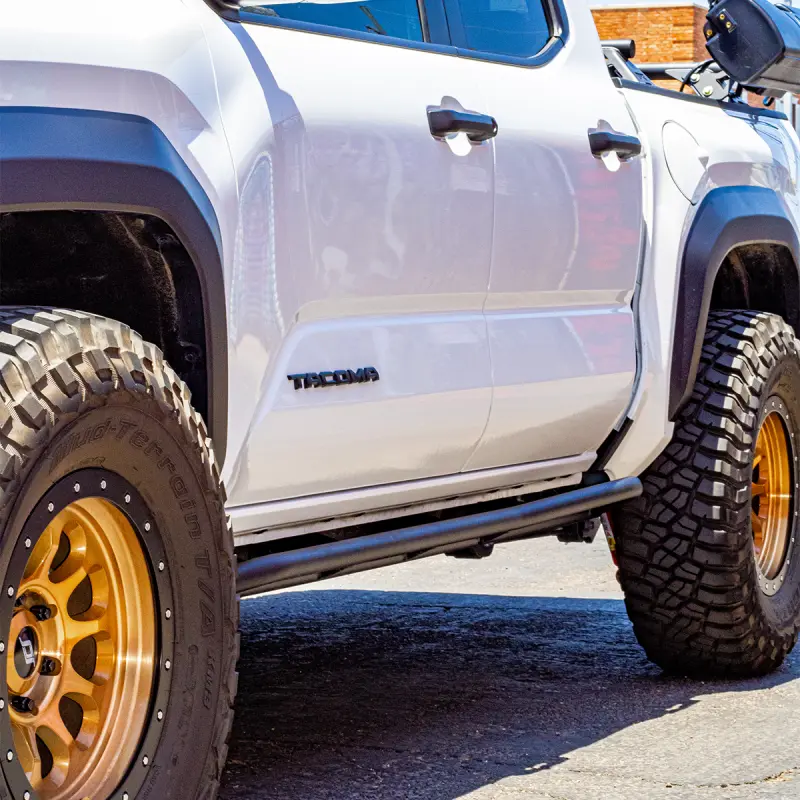 Cali Raised 2024+ Toyota Tacoma Trail Ed Rock Sliders - Double Cab Short Bed/No Kick Out/Pwdrcoat 1
