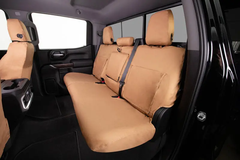 Covercraft Tan Polycotton Custom Seat Covers For 1999–2004 Ford Super Duty Second Row 1