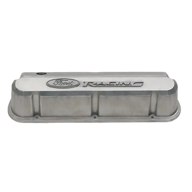 Ford Racing Slant-Edge Valve Covers – Bare Aluminum, Featuring Embossed Ford Racing Logo 1