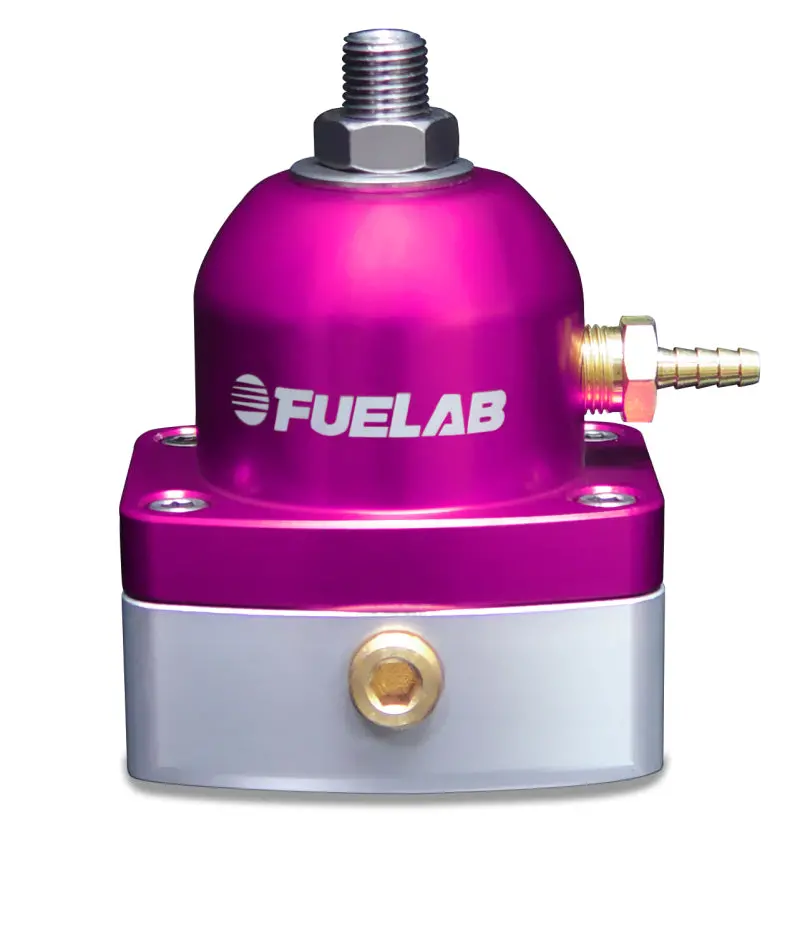 Fuelab 535 Mini Adjustable Fuel Pressure Regulator – 25–90 Psi, Dual -6An Inlets, Single -6An Return, Purple 1
