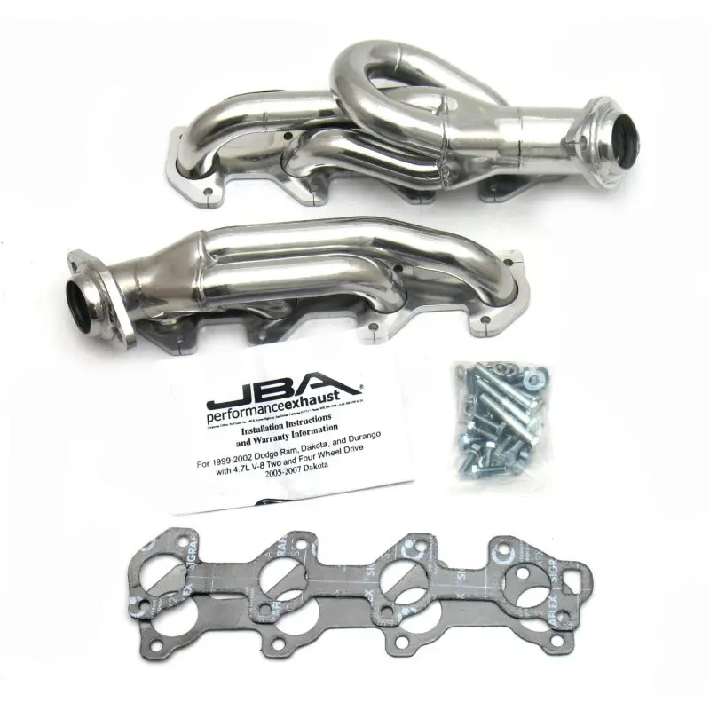 Jba Stainless Steel Header For 2002–2003 Dodge Ram 4.7L Powertech – 1.5-Inch Primary Tubes, Catalytic Converter-Ready, Silver Coated 1