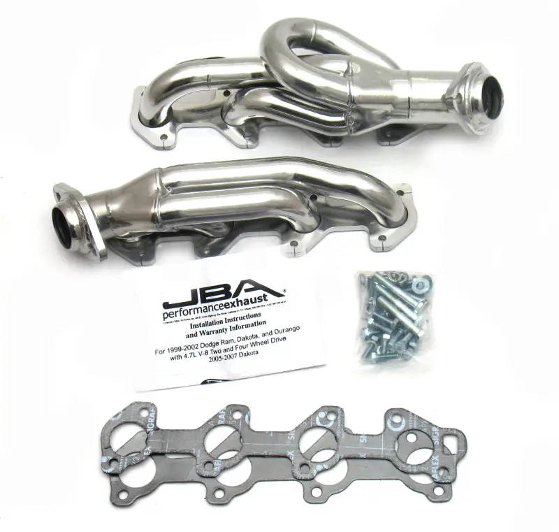 Jba Stainless Steel Header For 2002–2003 Dodge Ram 4.7L Powertech – 1.5-Inch Primary Tubes, Catalytic Converter-Ready, Silver Coated 2
