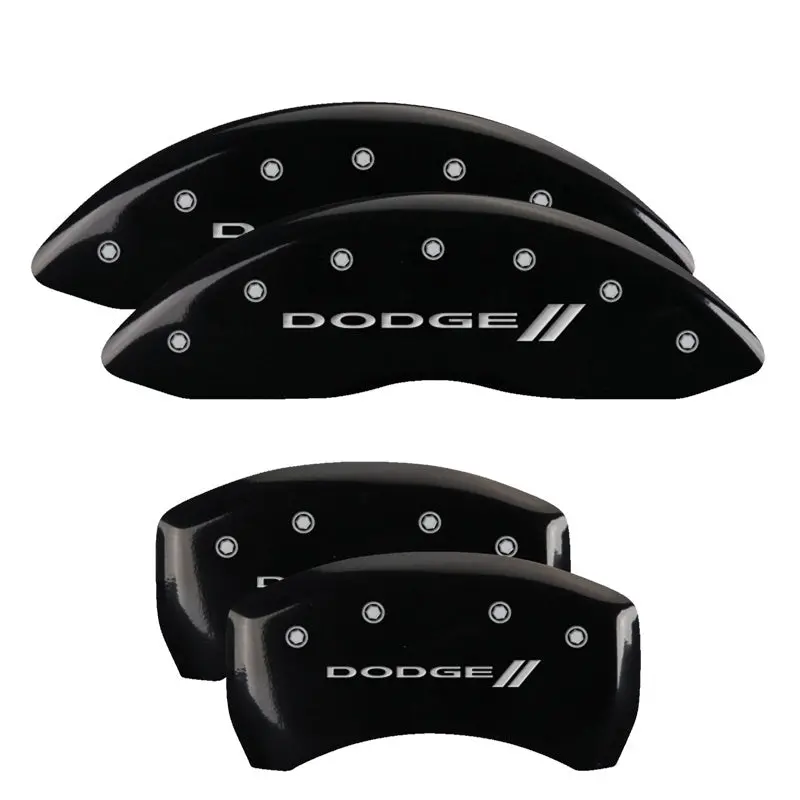Mgp 4 Caliper Covers Engraved Front & Rear Mopar Black Finish Silver Ch 1