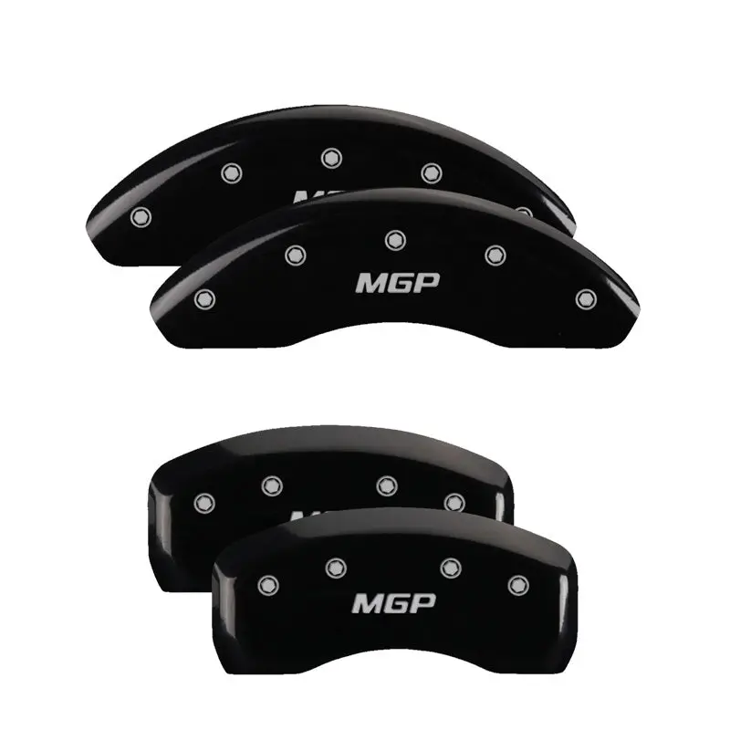 Mgp Engraved 4-Piston Caliper Covers – Front: Pontiac Logo, Rear: Gxp Badge – Black Finish With Silver Accents 1