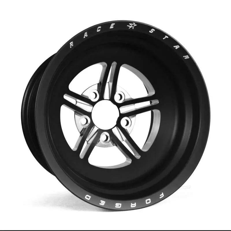 Race Star 63 Pro Forged Drag Racing Wheel – 15X12 Inches, 5X4.50 Backspacing, Black Anodized/Machined Finish 1