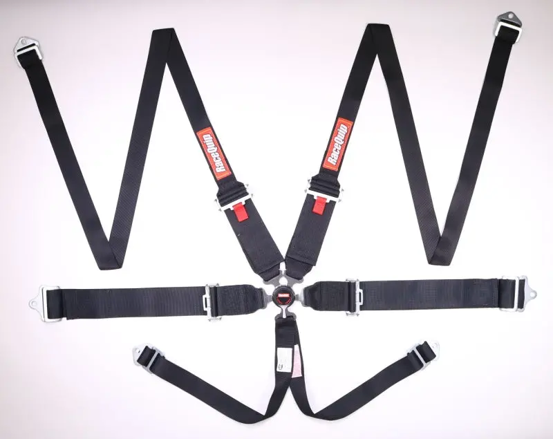 Racequip Sfi-Certified Camlock 6-Point Racing Harness – Black Pd Lap/Hnr Style 1