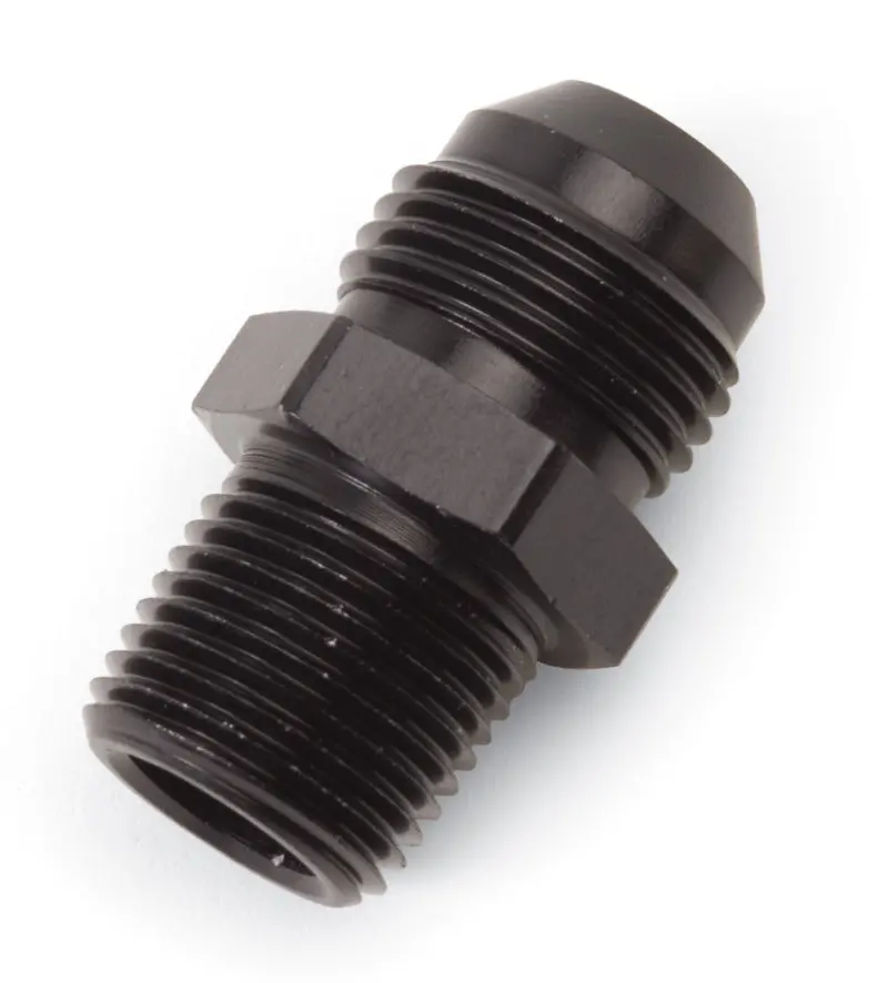 Russell Performance -6 An To 1/4" Npt Straight Fitting – Black Anodized Flare-To-Pipe Adapter 1