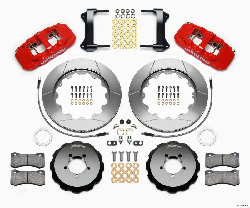 Wilwood Aero6 Front Brake Hat Kit – 14-Inch Red Calipers With Lines For 1999–2012 Subaru Wrx 1